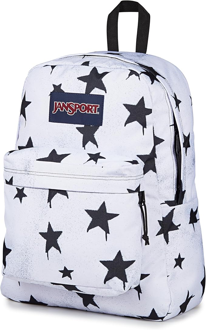 JanSport SuperBreak Plus Backpack with Padded 15-inch Laptop Sleeve and Integrated Bottle Pocket - Spacious and Durable Daypack for Work and Travel - Sprayed Stars Black