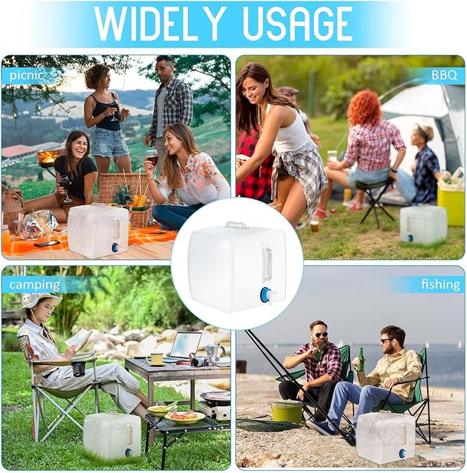 Reallnaive 3 Pcs Collapsible Water Container with Spigot, Foldable Camping Water Container Portable Camping Storage Carrier Jug for Outdoors Hiking Emergency Kit Backpack (5.3 Gallon,Clear)