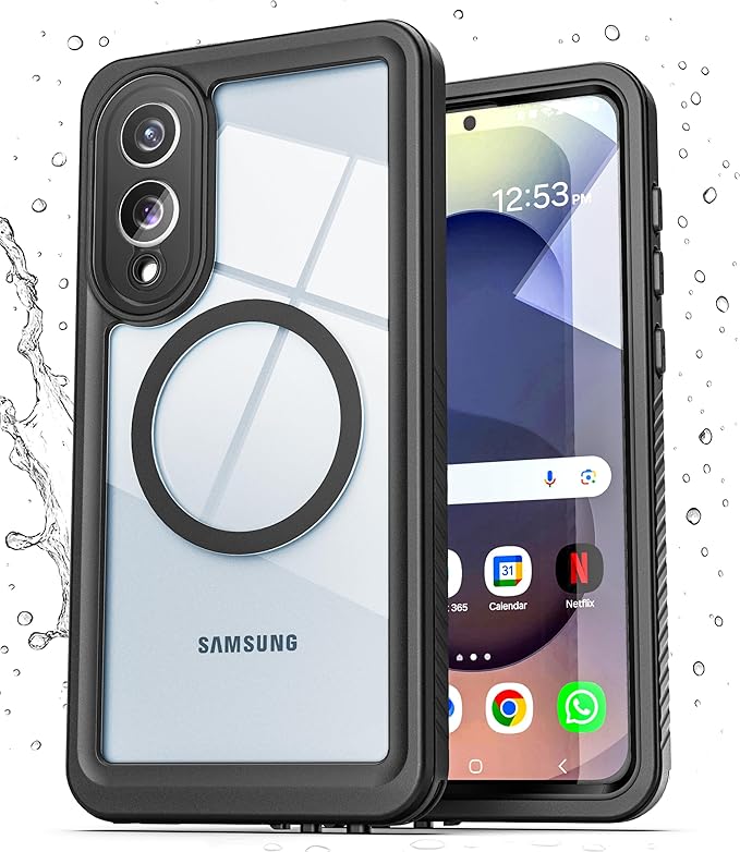 ENCASED Waterproof Case Designed for Samsung Galaxy S25 Edge (IP68) Full Body Protective Phone Case with Screen Protector Built-in (Clear/Black) (S25 Edge)