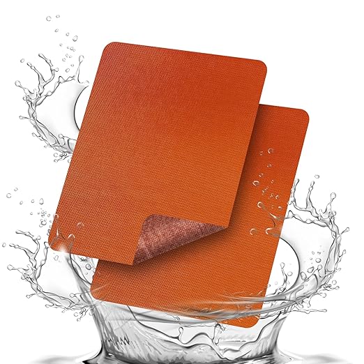 Waterproof Fabric Repair Patch, 9×11Inch 2 Pcs Self-Adhesive Fabric Repair Kit,PVC Repair Patch, for Tent, Canvas, Canopy,RV Awning Repair,Car Seats(Light Orange)