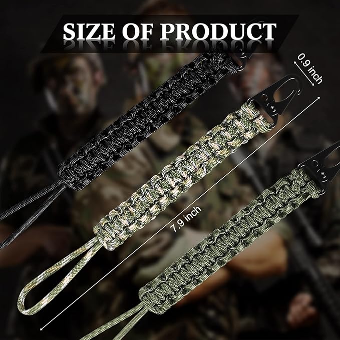 Shappy 3 Pcs Paracord Keychain Weave 550 Paracord 9 Inch Tactical Lanyard Wallet Accessories Camping Fishing Hunting Outdoor