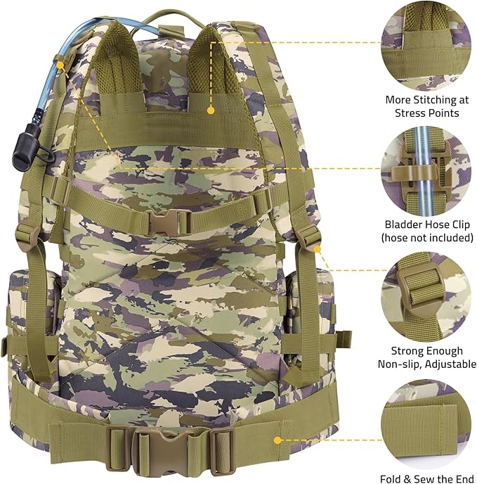CVLIFE Tactical Backpack Military Army Rucksack 60L Large Assault Pack Detachable Molle Bag, Auriclash