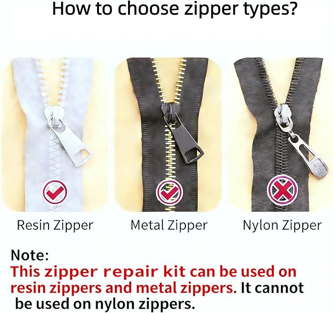 Universal Zipper Repair Kit - 3-Size Double-Sided Zippers Slider Replacement with Zipper Pull for Jackets, Luggage, Backpacks & Outdoor Gear | No-Sew Installation