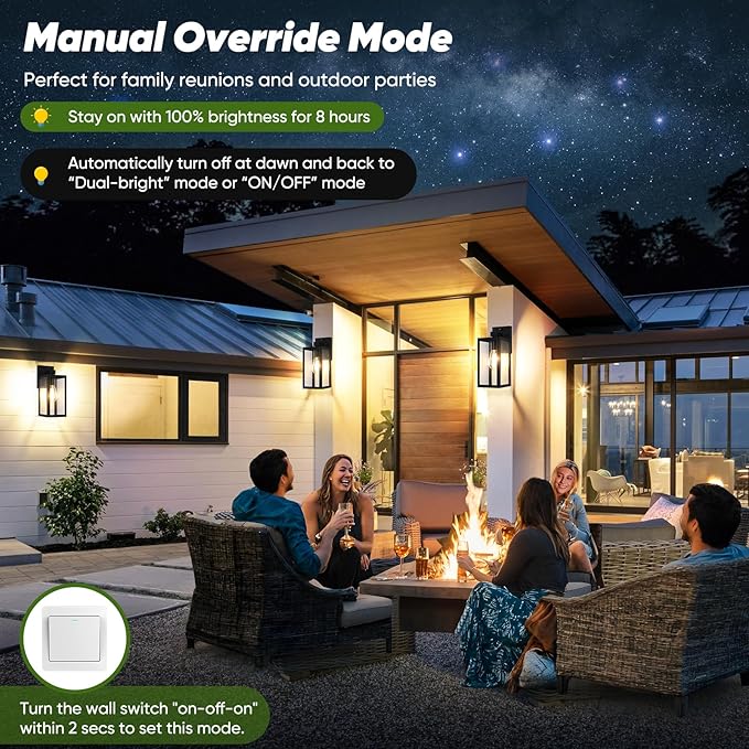 BesLowe Upgraded Motion Sensor Outdoor Wall Light, 13” Dusk to Dawn Porch Light Outdoor Wall Sconce Lantern, 3 Lighting Modes Exterior Lighting Fixture Wall Mount, Outside Light for House, Black