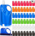LemonRoad 22OZ Collapsible Water Bottles Bulk Foldable Water Bottles with Carabiner Reusable Drinking Bags Leak Proof Container Bag for Sports Biking Hiking Camping Outdoor Travel Emergency(48pcs)