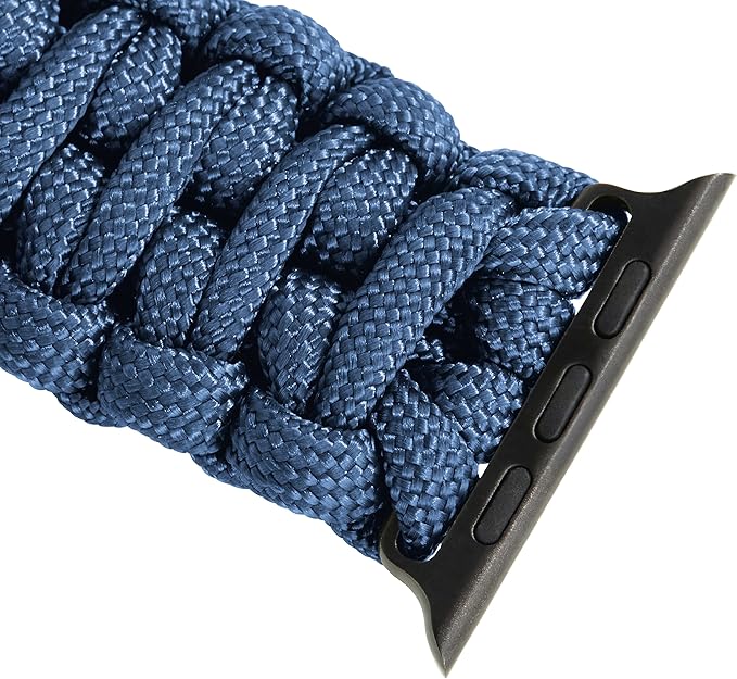 Savior Survival Gear Paracord Watch Band - Compatible with Apple Watch Band 49mm 46mm 45mm 44mm 42mm - iWatch Band Series Ultra 10 9 8 7 6 5 4 3 2 1 SE – Adjustable strap for men (Dark Blue, X-Large)