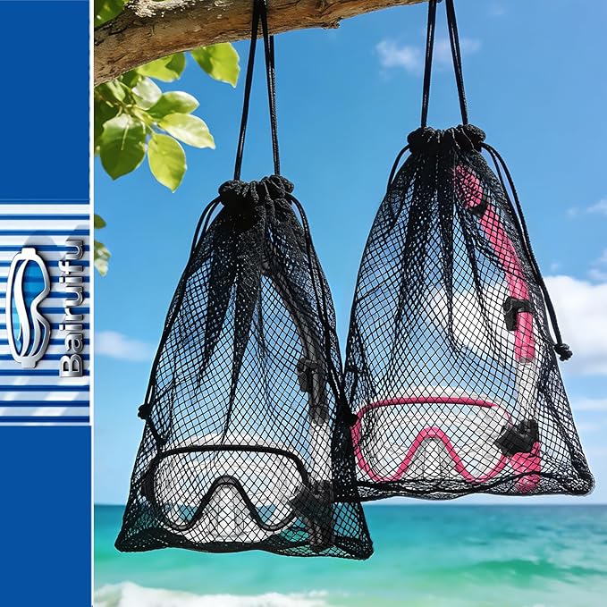 Bairuifu 2-Pack Snorkel Gear for Adults | Enhanced Anti-Fog & Anti-Leak Snorkeling Mask | Breath-Free Dry Snorkel | 180° Panoramic View with Quick-Dry Bags