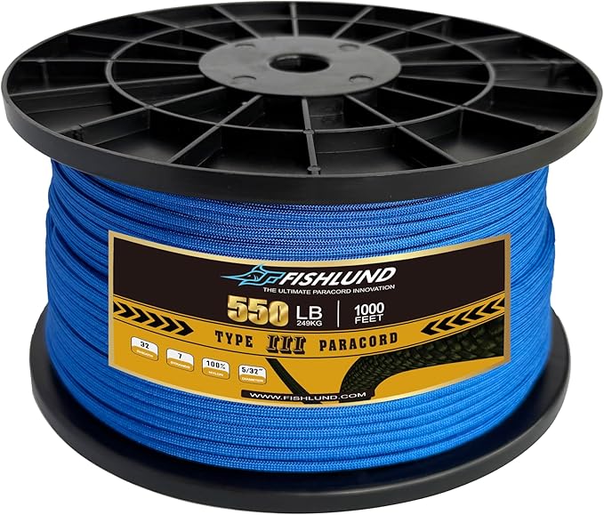Paracord 550 lb, 7 Strand Paracord Rope 1000ft 4mm, Nylon Parachute Cord for Camping, Royal Blue