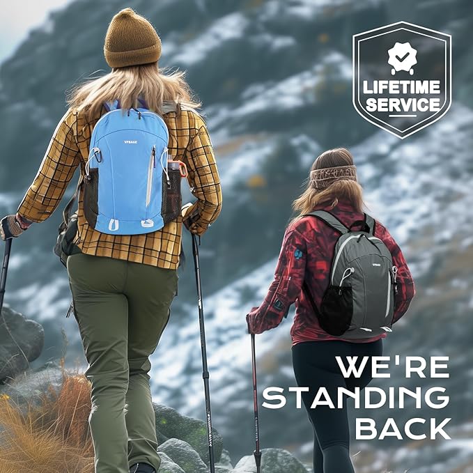 VPBAGE 15L Water-resistant Hiking Daypack, Small Backpack Travel Outdoor, Lightweight Day Pack with Tool Loops