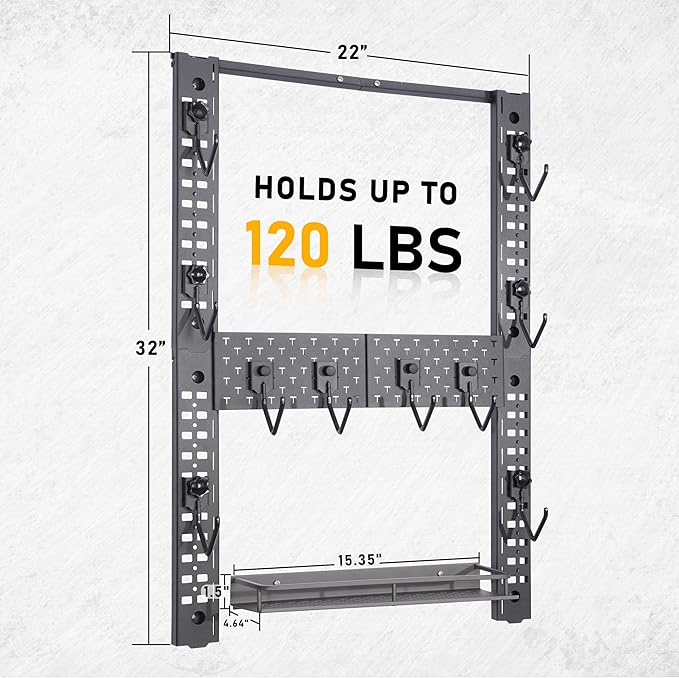 Adoreal Modularity Gun Wall Mount, Hold Up 120LBS Gun Rack for Wall with 10 Mounting J-Hooks, Rifle Shotgun Rack with Additional Storage, 31.8" x 22" Tactical Gear Wall Mount, Functional Gun Racks