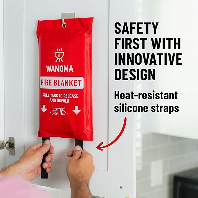 Fire Suppression Blanket - Waterproof, Oil-Resistant, Fiberglass Fire Blanket for Home, Kitchen, Grill, BBQ, Fireplace with Rapid Deployment | Reusable High Heat Resistant Safety Sheet