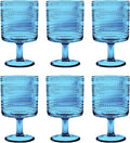 Beaded 14 oz Durable Acrylic Wine Glasses, Shatter-Resistant and Dishwasher-Safe Indoor/Outdoor Drinkware, Glass for Wine, Sangria, and Spritzers - Cobalt Blue - Set of 6