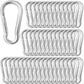 50 Pack Sliver Carabiner Clips, 2.36 Inch Heavy Duty Spring Snap Hooks - Small Locking Carabiners for Camping, Hiking, Hammocks, Swing Sets, Keychains, Fishing & Outdoor Gear