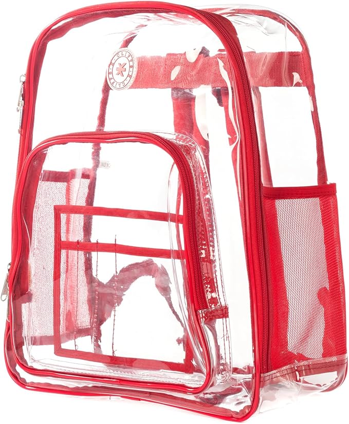 K-Cliffs Large Transparent Backpack Clear Heavy Duty School Bag Durable Student Bookbag See Through Vinyl Daypack Workbag