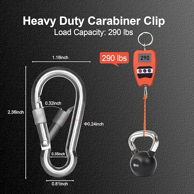 Locking Carabiner Clips, Stainless Steel Spring Snap Hook Locking Carabiner Heavy Duty - 304 Premium Stainless Steel Thumb Screw Carabiner Clip
