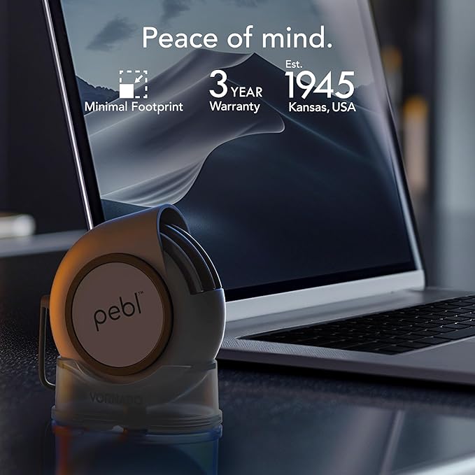 Vornado PEBL Portable USB Desk Fan with Magnetic Base, 2 Speed Settings, Adjustable Airflow, Personal Cooling Device, Mini Travel Fan for Home, Office and Travel