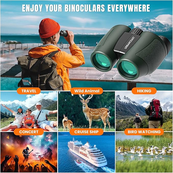 12x32 Compact Binoculars for Adults - High Powered Lightweight Small Binoculars with Large View - Super Bright Waterproof Binocular for Bird Watching Travel Cruise Ship Hiking Sports Concert
