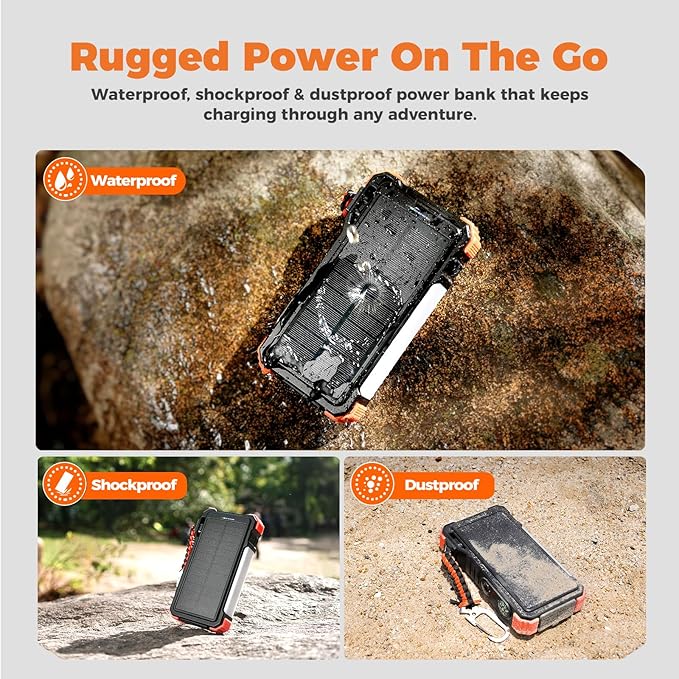 BLAVOR Solar Power Bank 20000mAh Built-in Cables, Wireless Charger for Apple Watch, 20W Fast Charging Battery Pack with USB C, Flashlight, Solar Charger for iPhone, iPad, iWatch, Samsung