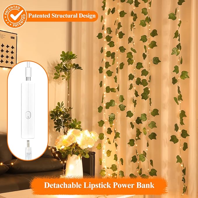 Lakumu Warm White String Lights, 32FT(16 * 2) Rechargeable, Decor for Wedding Parties Centerpieces, Warm White