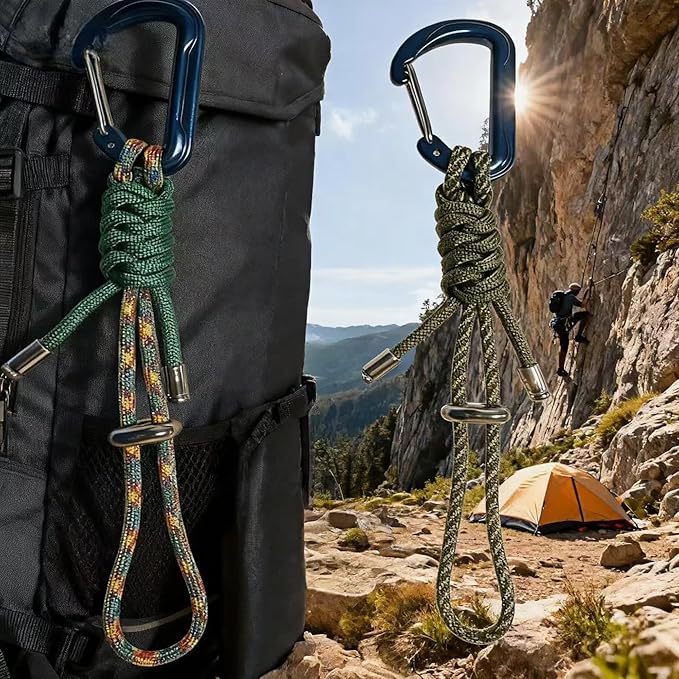 2-Pack Paracord Lanyard with Aluminum Carabiner Clip -Heavy-Duty Survival Keychain for Outdoor Camping Hiking, Emergency Rope