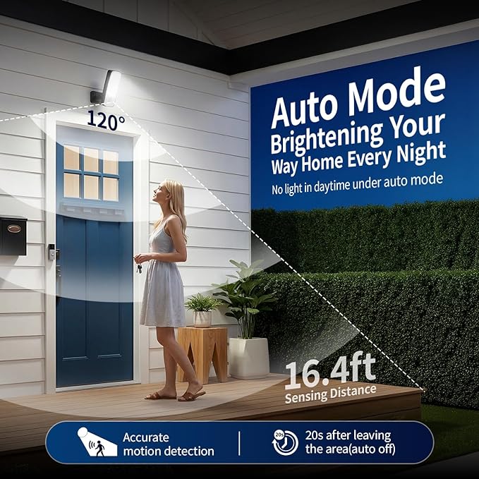 TANBABY 12000mAh Wireless Motion Sensor Outdoor Lights, Rechargeable Battery Operated Flood Lights with Remote, 3 Modes, 3CCT, Waterproof Outdoor Security Wall Lights for Outside, Garage, Porch -1PACK