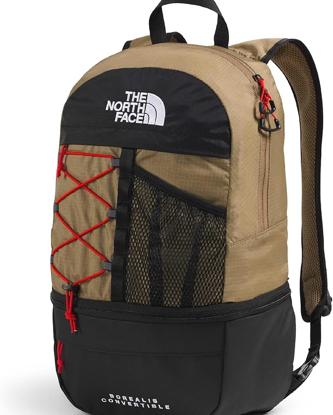 The North Face Borealis Convertible Pack - Commuter Laptop Backpack, Removable Lumbar Pack, Water Repellent Finish, Cedar/Lava Red, One Size