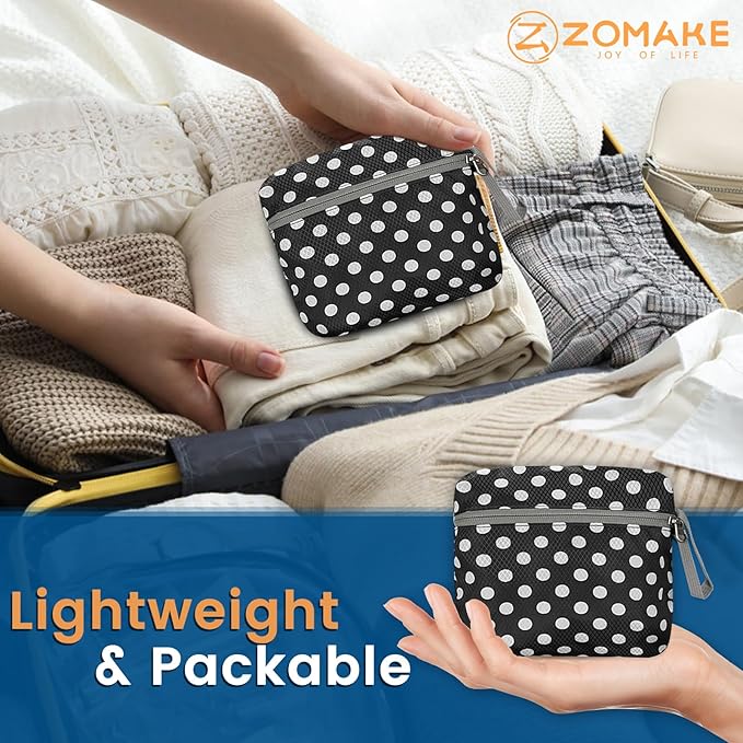 ZOMAKE Ultra Lightweight Packable Backpack 25L - Foldable Hiking Backpacks Water Resistant Small Folding Daypack for Travel(Black,White polka dots)