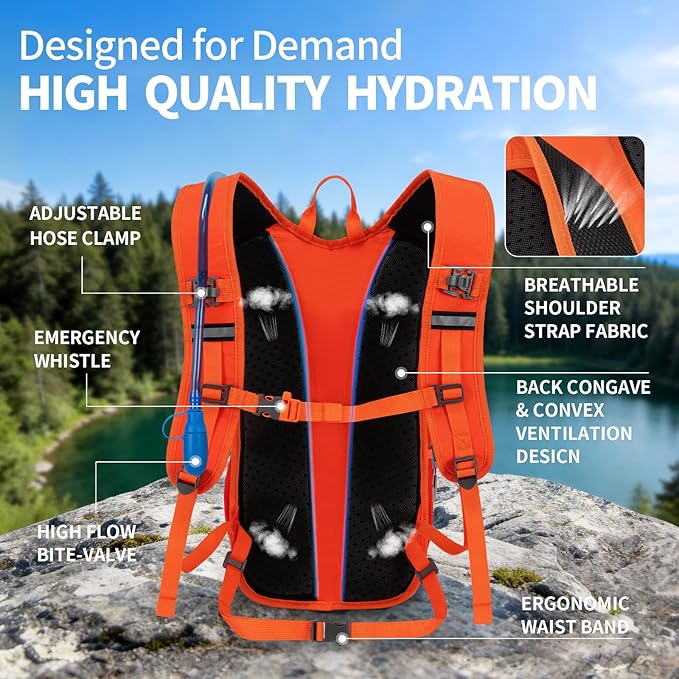 KABAQOO Hydration Backpack, 18L Multipurpose Hiking Backpack with 3L Water Bladder, Water Backpack Insulated Hydration Pack Ideal for Hiking and Cycling