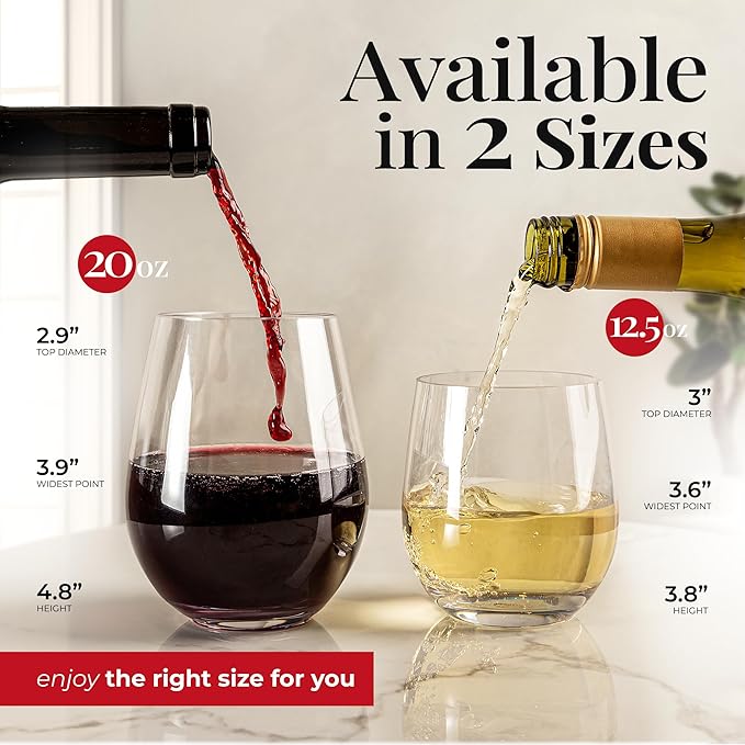 Vivocci Unbreakable Plastic Stemless Wine Glasses 20 oz | 100% Tritan Heavy Base | Shatterproof Glassware | Ideal For Cocktails & Scotch | Perfect For Homes & Bars | Dishwasher Safe | Set of 2