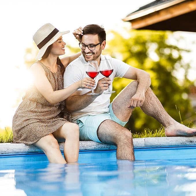 Floating Wine Glasses for Pool with Charms Tags, Pool accessories for adults, Shatterproof Poolside Wine Glasses, Floating Cup With Stem, Unbreakable Wine Cup & BPA-free (16 Oz, Set of 6)