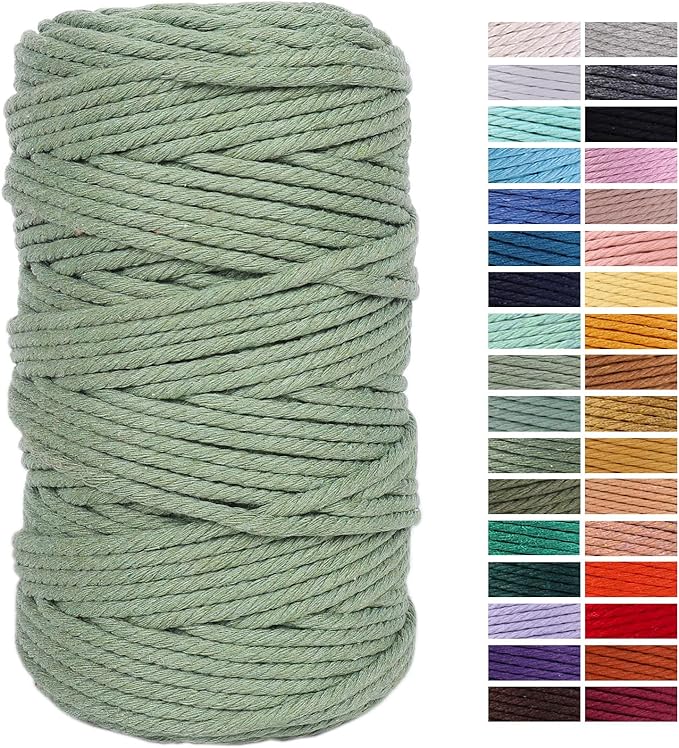 Avocado Green Macrame Cord 4mm x 109Yards,Colored Cotton Rope Craft Cord Colorful Cotton Cord Twine for Wall Hanging Plant Hangers Crafts Knitting Decorative Projects