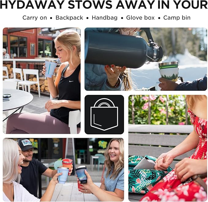 HYDAWAY 16oz Collapsible cup - Insulated Drink Tumbler - BPA-Free Silicone Cup with Lid, Perfect for Coffee, Travel, and Everyday Use