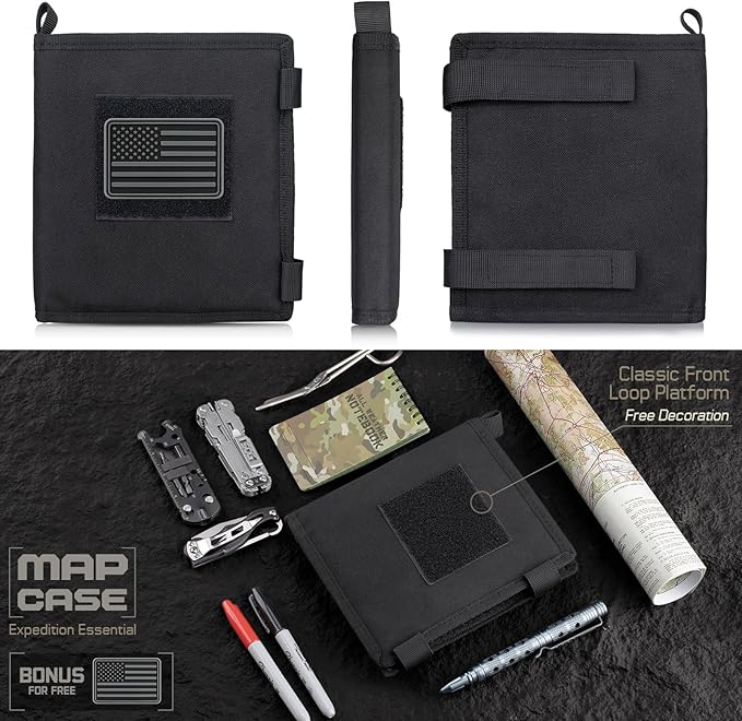 LIVANS Tactical Pouch Military Map Case Holder Army Foldable Map Storage Pouch Multifunctional for Outdoors or Hiking - 13"x10" Clear Viewing Area,1000D Oxford + Waterproof TPU