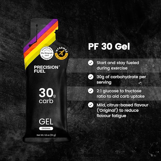 Precision Fuel PF30 Energy Gels - Mild, Neutral Flavour Running Gels for Endurance Athletes, 30g Carbohydrate, Easy-to-Digest, Perfect for Running & Long-Duration Sports (Original, 30 gels)