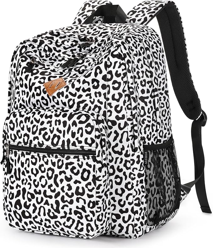 ZORFIN 26L Backpack for College, and Travel: Water Resistant Bookbag - Snow Leopard