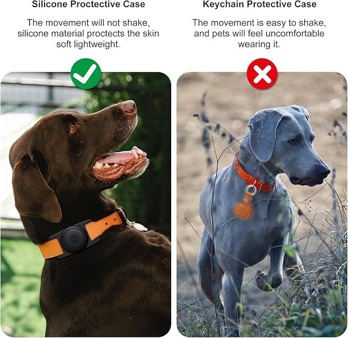 GOCII for Airtag Dog Collar Holder 2 Pack,Waterproof Dog Collar Holder for Apple AirTag(Gen 1 & 2),Silicone Air Tags Case for Dog Collars(Black)