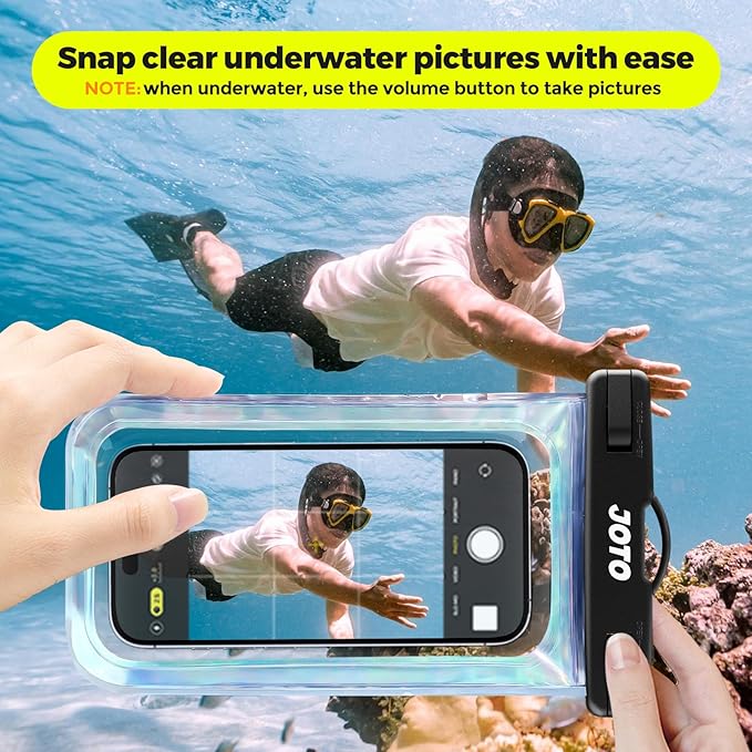 JOTO Up to 7" Universal Waterproof Phone Case for iPhone 16 15 14 13 Plus Pro Max, IPX8 Cellphone Dry Bag 12 11 Pro Max XR X 8 7 6S Plus SE, Galaxy S23 S22 S21 S20+ S20 S10 Plus Note, Pixel -Sparkle