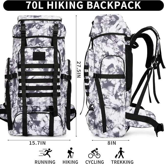 Hiking Backpack for Men 70L/100L Camping Backpack Military Rucksack Molle 3 Days Assault Pack for Climbing | Camping Backpack, 3 Days Assault Pack, for Climbing