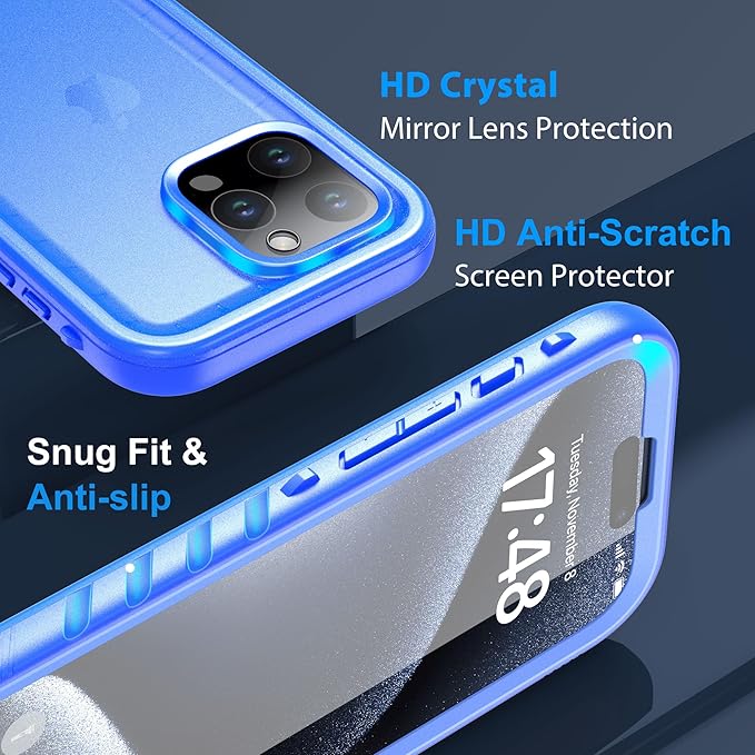 SPORTLINK for iPhone 15 Pro Case - IP68 Waterproof Military Protective Full Body Heavy Duty Shockproof 360 Sealed Dustproof with Camera Screen Protector Phone Cover for i Phone 15 Pro 6.1" Blue