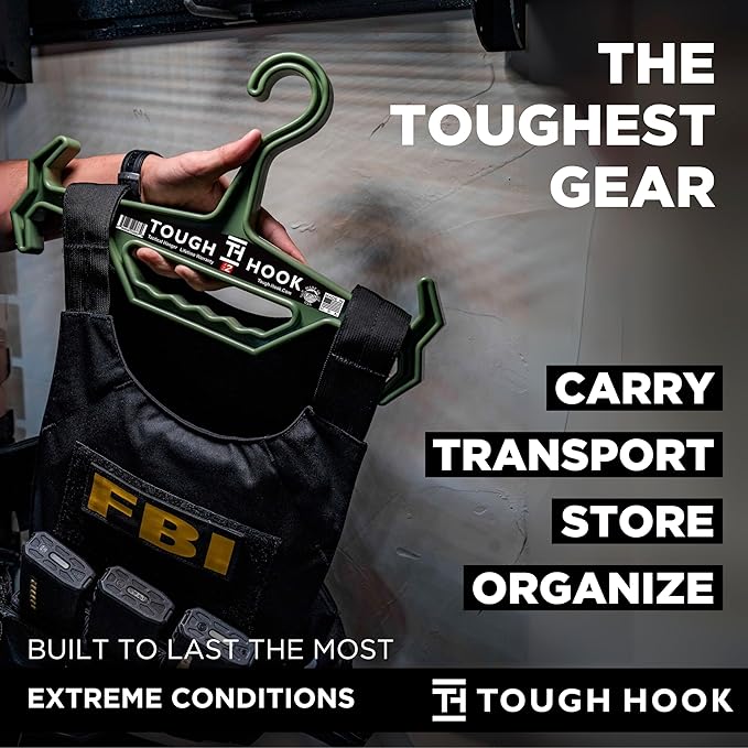 Tough Hook Original Heavy Duty Hangers – The Superhero of Hangers USA-Made, Anti-Slip ABS Resin Tactical Hanger for Police Gear, Scuba Gear & Dive BCD – DuraResin 200-lb Cap Wetsuit Hanger, 1 Red