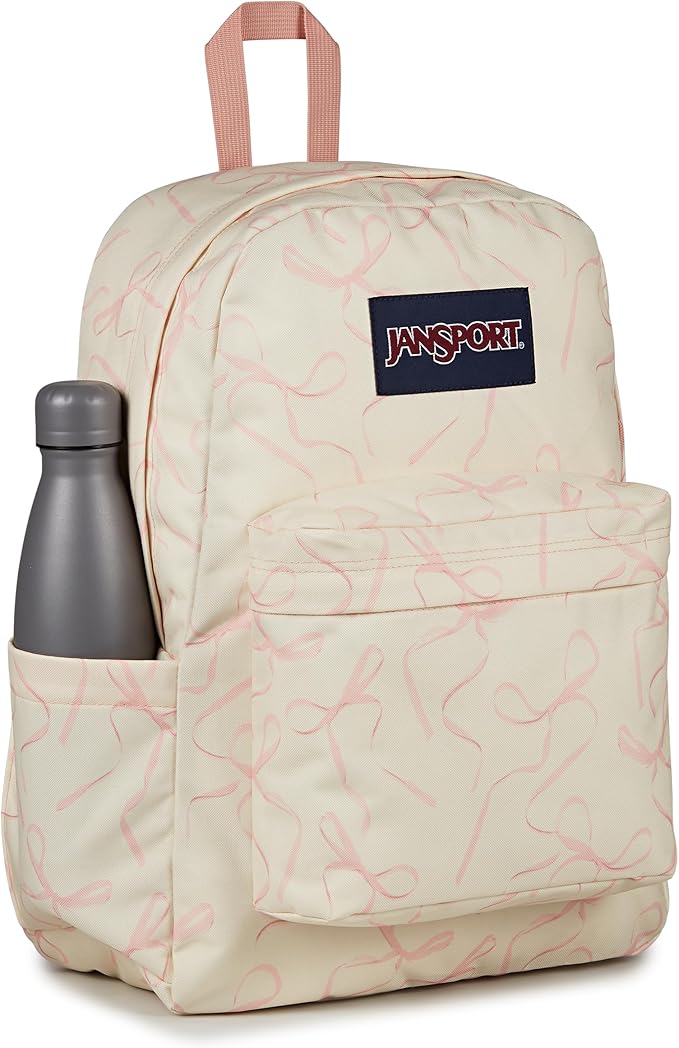 JanSport SuperBreak Plus Backpack with Padded 15-inch Laptop Sleeve and Integrated Bottle Pocket - Spacious and Durable Daypack for Work and Travel - Rows Of Bows