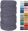 Gray Macrame Cotton Cord 4mm x 109 Yards - Colorful Craft Cord for Wall Hanging, Plant Hangers, Crafts, Knitting & Decorative Projects