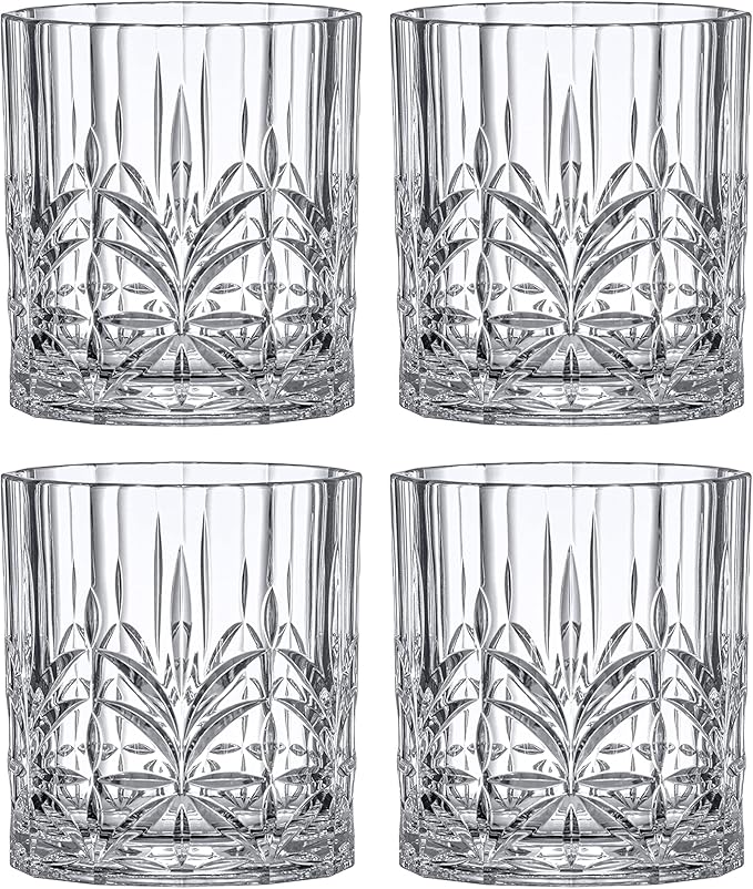 Amazing Abby - Whitney - 14-Ounce Plastic Whiskey Glasses (Set of 4), Plastic Wine Glasses, Reusable, BPA-Free, Shatter-Proof, Dishwasher-Safe, Perfect for Poolside, Outdoors, Camping, and More