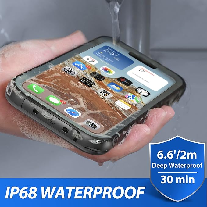SPORTLINK for iPhone 14 Plus Waterproof Case - Shockproof Dustproof Phone Case with Screen Protector, Full Body Protective Case for iPhone Plus 6.7'' Black