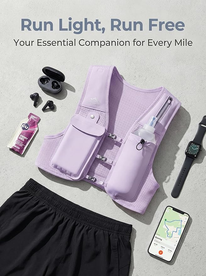Zelvot Running Vest for Women Men, USA Original Patent, Adjustable Chest Straps Running Hydration Vest with 500ml Soft Flask, Lightweight Reflective Hydration Backpack for Marathon