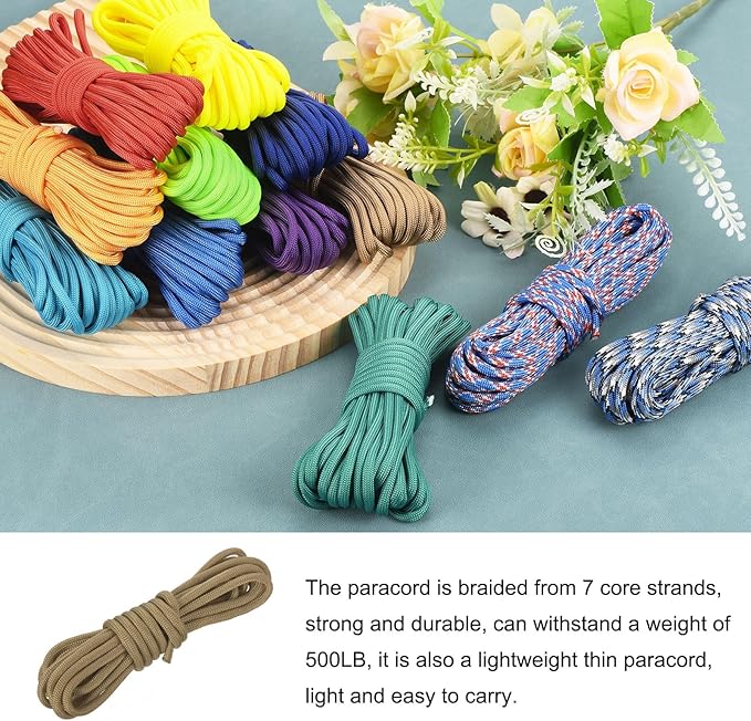 550 Paracord Rope 10ft, 4mm Thin Paracord Nylon Cord 7-Strand Core [for Tent Camping Outdoor Gear] - Light Brown