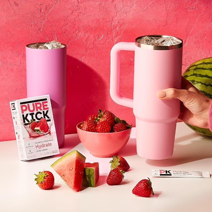 Pure Kick Hydration Singles To Go Drink Mix, Strawberry Watermelon, Includes 12 Boxes with 6 Packets in each Box, (Pack of 144)