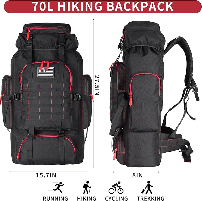 Hiking Backpack for Men 70L/100L Camping Backpack Military Rucksack Molle 3 Days Assault Pack for Climbing | Camping Backpack, 3 Days Assault Pack, for Climbing
