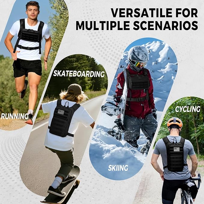 Koculemi Tactical Hydration Backpack with 2L Water Bladder and Front Small Tactical Pouch, Outdoor Water Backpack for Men Women, Sports Hydration Pack for Hiking, Cycling, Climbing