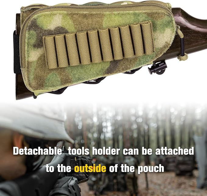 PETAC GEAR Tactical Buttstock Rifle Stock Pack/Adjustable Shell Holder Cheek Rest Pouch for Long Action …